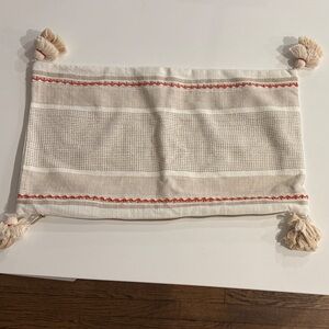 Serena & Lily Throw Pillow Cream and Red Tassel Decor
